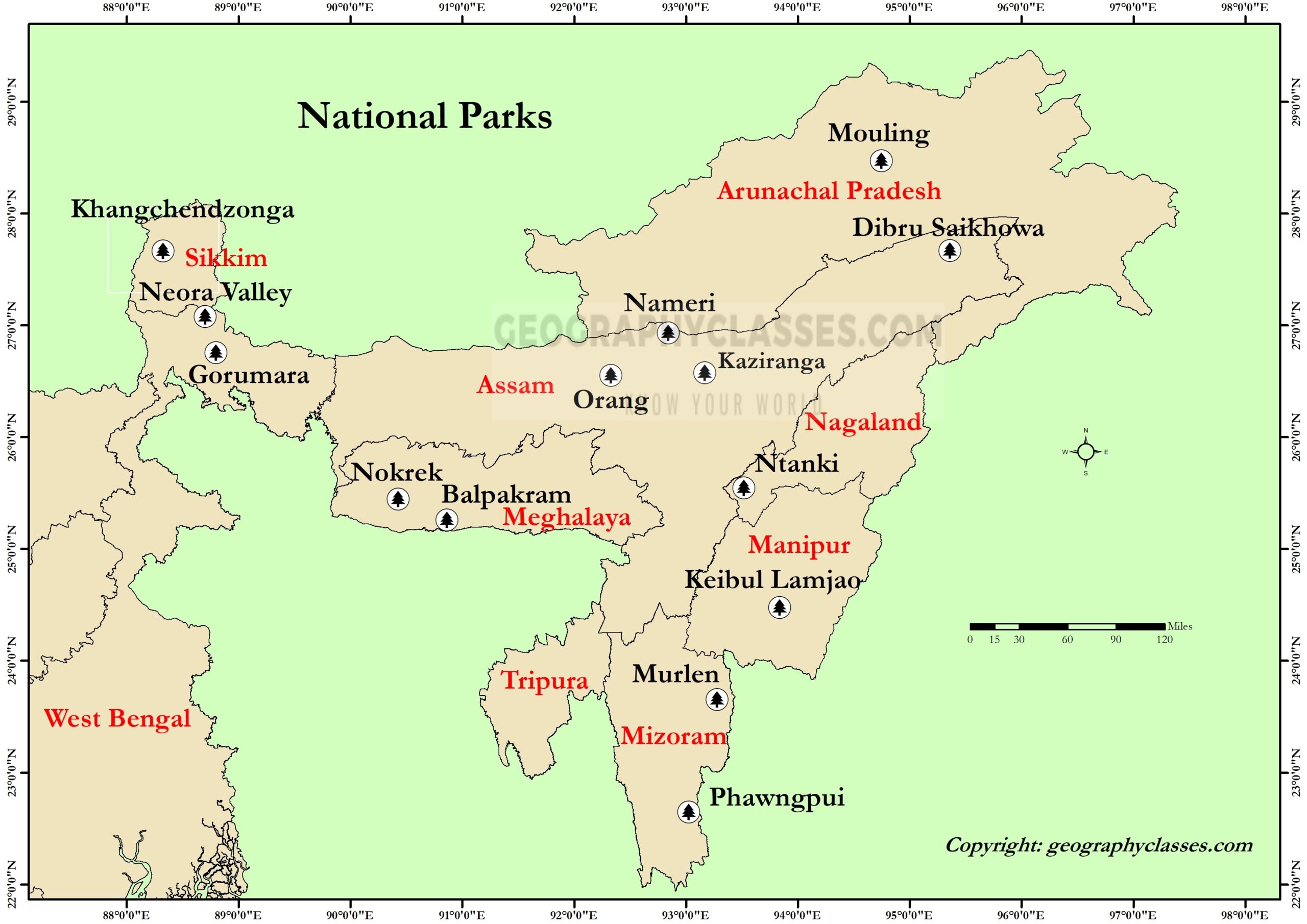 National Parks In India With States Map