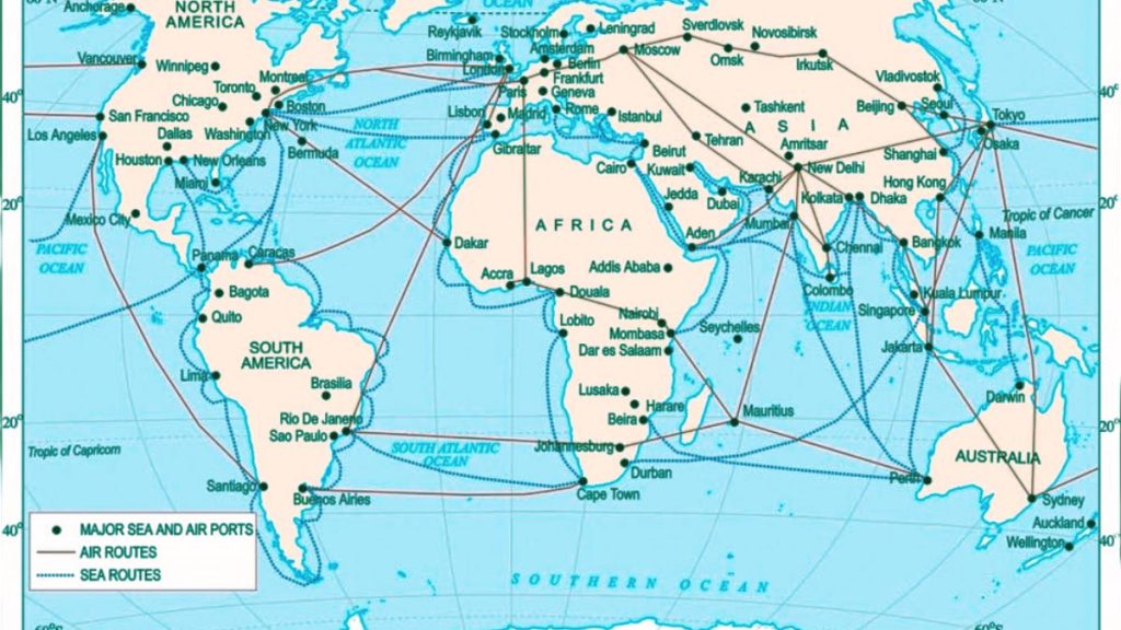 Major oceanic routes of the world