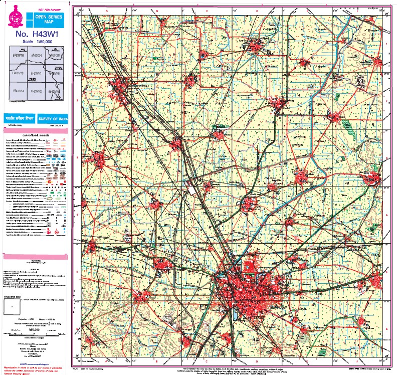 Survey of India से ली गई Toposheet