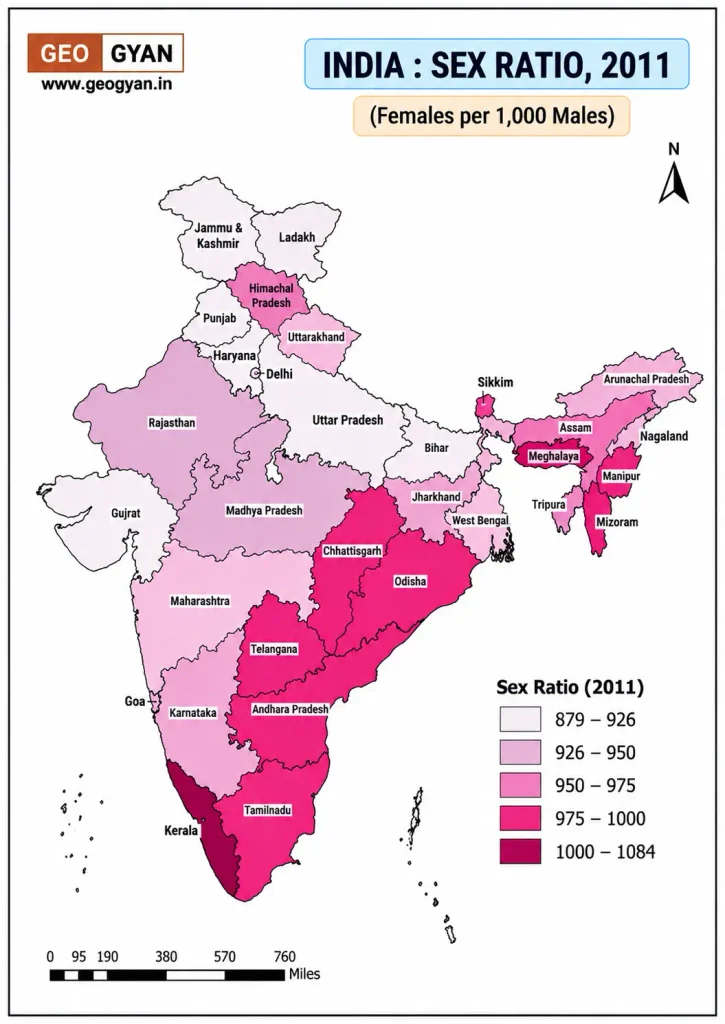 India Sex Ratio Choropleth Map