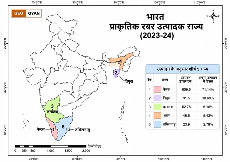 India’s Top Rubber-Producing States Map